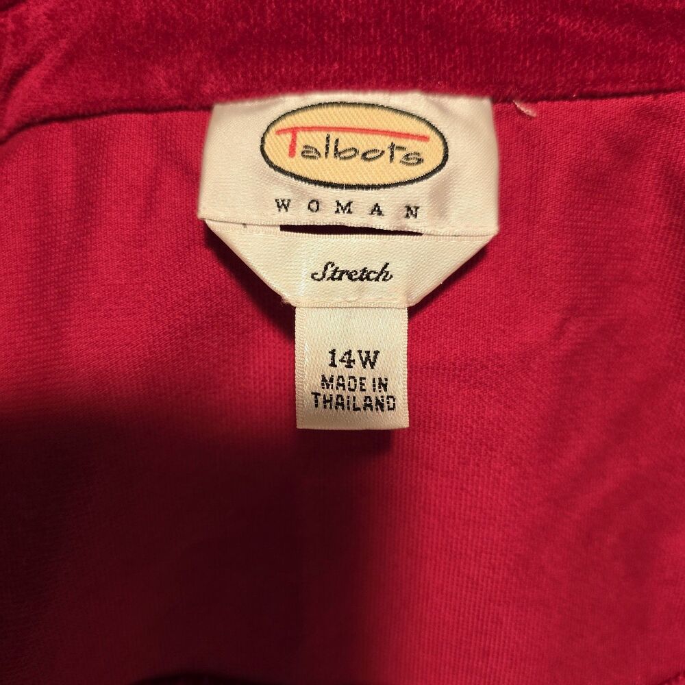 Talbots Red Velvet Jacket Blazer 14W Preppy Retro Chore Barn Vintage 90s Bright - Picture 8 of 10